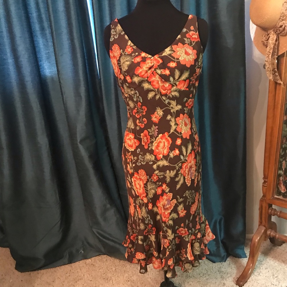 Flowered silk dress